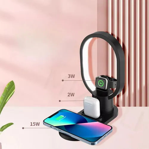 Cargador Inalámbrico 4 en 1 con Lámpara LED – MagSafe Compatible