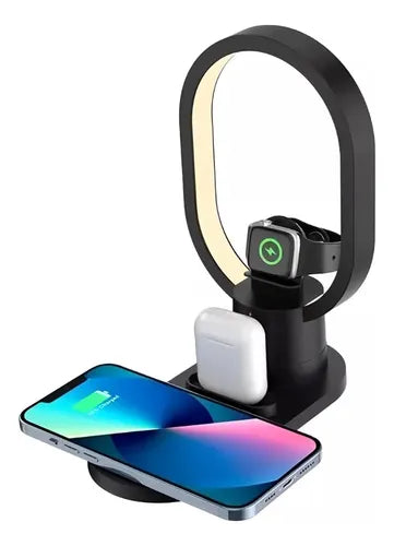 Cargador Inalámbrico 4 en 1 con Lámpara LED – MagSafe Compatible